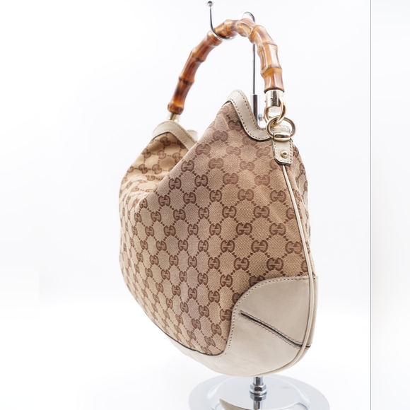 ❌️❌️SOLD❌️❌️P30❤️ Gucci Bamboo Peggy Hobo GG Canvas - Picture 3 of 15